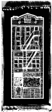 Rendering of ABC No Rio building with stylized photo-negative effect.